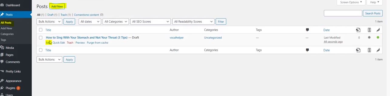 Affiliate Site Tip: Adding a New Post