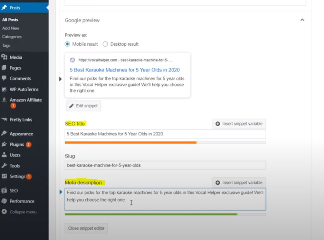 Building an Amazon Affiliate Site: Meta Title and Description
