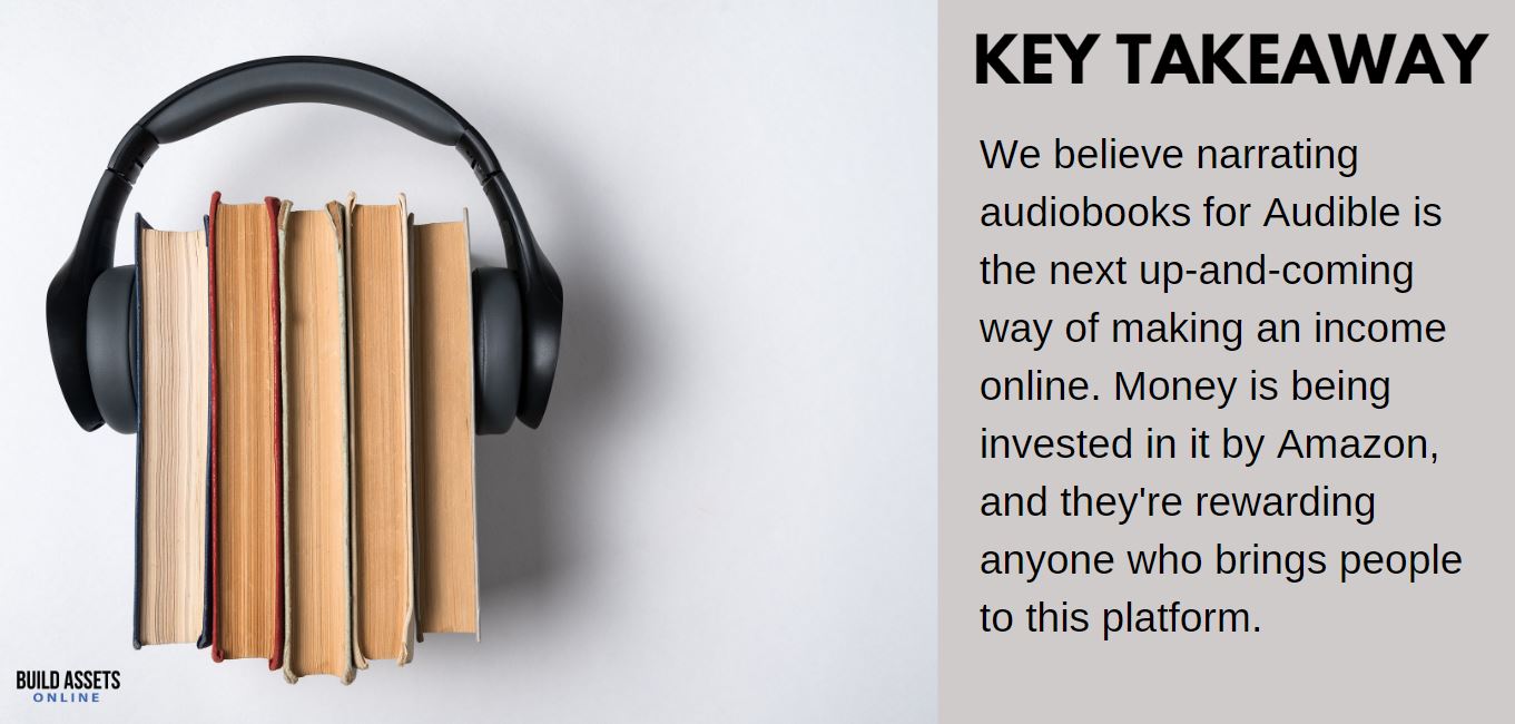 Making Money on Amazon tip: We believe narrating audiobooks for Audible is the next up-and-coming way of making an income online. Money is being invested in it by Amazon, and they're rewarding anyone who brings people to this platform. 