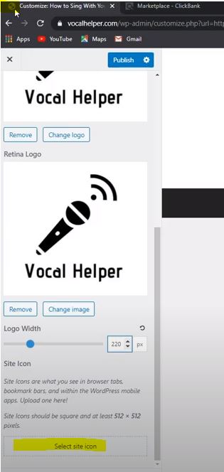 Clickbank Site Tip: Selecting Site Icon