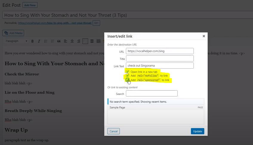 Building an Affiliate Site Tip: Using Title and Nofollow